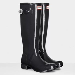 Hunter Original Tour Gloss Rain Boot - Black Sz 7